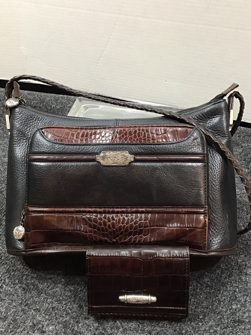 Vintage Brighton croc embossed shoulder bag and wallet